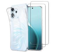 NOVAGO Compatible avec Oppo Reno14 F 5G/Reno14 FS 5G/Reno 14F 5G/Reno 14 FS 5G - Pack Complet - Coque Résistante Transparente + 2 Films vitre Protection écran en Verre trempé résistant