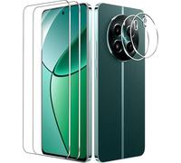 NOVAGO compatible avec Realme 12+ 5G/Realme 12 Plus 5G/Realme 12 4G - Pack de 4 films en verre trempé résistant anti choc et anti explosion, deux verres pour écran et deux verres pour objectif