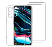 NOVAGO Compatible avec Realme 7 Pro 4G - Pack Coque Transparente Souple + 2 Films Écran Verre Trempé 9H