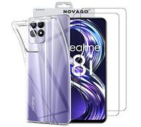 NOVAGO Compatible avec Realme 8i (6.6'') / Realme Narzo 50-Pack Complet- Coque Souple Résistante Transparente + 2 Films vitre Protection écran Verre trempé 0.33 mm 9H