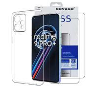 NOVAGO Compatible avec Realme 9 Pro Plus 5G / Realme 9 Pro+ 5G / Realme 9 4G - Pack Complet- Coque Résistante Transparente + 2 Films Protection écran Verre trempé (Transparent)