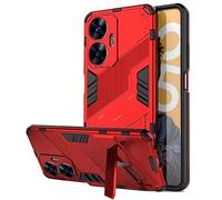 NOVAGO Compatible avec Realme C55 -Coque Rouge Résistante avec Support Pied Pliable
