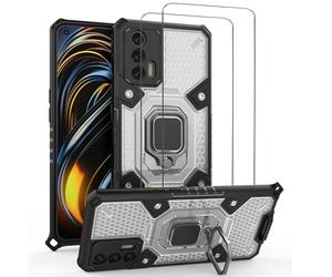 NOVAGO Compatible avec Realme GT 5G - Pack Complet- Coque Résistante avec Anneau Anti Chute + 2 Films de Protection écran en Verre trempé résistant 0.33mm 9H