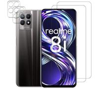 NOVAGO compatible avec Realme Narzo 50 4G/Realme 8i - Pack de 4 films en verre trempé résistant anti choc et anti explosion, deux verres pour écran et deux verres pour objectif