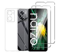 NOVAGO Compatible avec realme Narzo 50 5G - Pack Protection - Coque Arrière Transparente en Silicone TPU + 2 Films de Protection écran en Verre Trempé (Transparent, Compatible Coque)