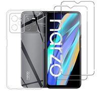 NOVAGO Compatible avec realme Narzo 50A Prime 4G/realme C35 4G -Pack Complet- Coque Résistante Transparente + 2 Films Protection écran Verre trempé