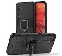 NOVAGO Compatible avec Realme X50 Pro 5G - Coque Résistante Anti Choc avec Anneau Bague Anti Chute/béquille (Noir Anneau)