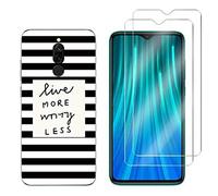 NOVAGO Compatible avec Redmi 8 Redmi 8A- Pack 3 en 1 Coque Souple et Solide + 2 Films Protection écran Verre trempé résistants (Films Plus Petits Que l'écran) (Traits Noirs)