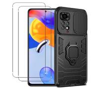 NOVAGO Compatible avec Redmi Note 11 Pro,Redmi Note 11 Pro 5G et Redmi Note 12 Pro 4G-Coque magnétique Anti Choc avec Anneau Anti Chute + 2 Films Protection écran vitre Verre trempé résistant 9H