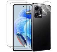NOVAGO Compatible avec Redmi Note 12 Pro 5G/Redmi Note 12 Pro+ 5G - Pack de 4 Films vitre verre trempé donc 2 pour écran et 2 pour l'objectif caméra arrière