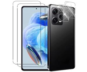 NOVAGO Compatible avec Redmi Note 12 Pro 5G - Pack de 4 Films vitre verre trempé donc 2 pour écran et 2 pour l'objectif caméra arrière