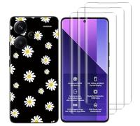 NOVAGO Compatible avec Redmi Note 13 Pro+ 5G/Redmi Note 13 Pro Plus 5G (6.67'')- Coque Souple transparente avec motifs fantaisie imprimé + 3 Films Protection écran vitre Verre trempé (Petites Fleurs)