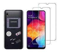 NOVAGO Compatible avec Samsung Galaxy A10 A105 - (Pack 3 en 1) Coque Souple et Solide + 2 Films en Verre trempé résistants Anti Casse écran (Films Plus Petits Que l'écran) (Gameboy)