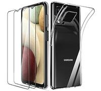 NOVAGO Compatible avec Samsung Galaxy A12 et Galaxy M12 4G-Pack Complet- Coque Résistante Transparente + 2 Films vitre Protection écran Verre trempé 0.33 mm 9H (Transparent)