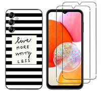 NOVAGO Compatible avec Samsung Galaxy A14 4G/A14 5G - Pack Complet- Coque Résistante avec Motif imprimé+ 2 Films Protection vitre écran Verre trempé (Traits Noirs)