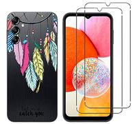 NOVAGO Compatible avec Samsung Galaxy A14 4G/A14 5G - Pack Complet- Coque Résistante avec Motif imprimé+ 2 Films Protection vitre écran Verre trempé (Attrape Rêve)