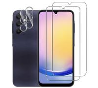 NOVAGO compatible avec Samsung Galaxy A25 5G - Pack de 4 films en verre trempé résistant anti choc et anti explosion, deux verres pour écran et deux verres pour objectif