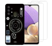 NOVAGO Compatible avec Samsung Galaxy A32 4G -Pack complet- coque Résistante avec motif imprimé+ 2 films protection écran verre trempé (Caméra, Coque + 2 films)