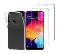 NOVAGO Compatible avec Samsung Galaxy A40S et M30 -Pack Complet- Coque Résistante Transparente + 2 Films Protection écran Verre trempé