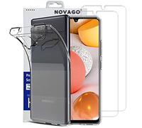 NOVAGO Compatible avec Samsung Galaxy A42 5G - Coque Arrière Transparente Souple Antichoc + 2 Films écran vitre Verre Trempé