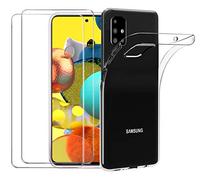 NOVAGO Compatible avec Samsung Galaxy A51 5G - Pack de Protection Intégral 3-en-1 : Coque Arrière Transparente en Silicone Souple + 2 Films de Protection Écran en Verre Trempé