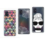 NOVAGO Compatible avec Samsung Galaxy A51-Pack de 3 Coques Transparente Souple Solide Anti Choc avec Impression (3 Coques, Multicolore 1)