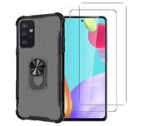 NOVAGO Compatible avec Samsung Galaxy A52 4G / 5G,Samsung Galaxy A52S 5G - Coque arrière Résistante avec Anneau Anti Chute + 2 Film vitre Protection écran Verre trempé résistant