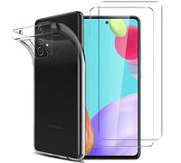 NOVAGO Compatible avec Samsung Galaxy A52 4G / A52 5G / A52S 5G -Pack Complet- Coque Résistante Transparente + 2 Films Protection écran Verre trempé (Transparent)
