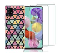 NOVAGO Compatible avec Samsung Galaxy A71 -Pack Complet- Coque Résistante Anti Choc + 2 Films de Protection écran en Verre trempé Transparent (Triangle)