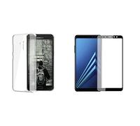 NOVAGO Compatible avec Samsung Galaxy A8 2018 - Coque Transparente Souple Antichoc + 1 Film Écran Verre Trempé Couverture Totale