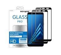 NOVAGO compatible avec Samsung Galaxy A8 2018- lot de 2 Films protection écran en verre trempé résistant couvrent tout écran(Noir)