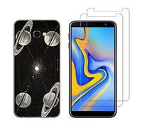 NOVAGO Compatible avec Samsung Galaxy J4 Plus/J4 +/J4 Core -Coque Souple Solide Anti Choc avec Impression + 2 Films Protection écran Verre trempé résistant (Espace)