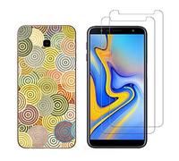NOVAGO Compatible avec Samsung Galaxy J4 Plus/J4 +/J4 Core -Coque Souple Solide Anti Choc avec Impression + 2 Films Protection écran Verre trempé résistant (Ronds)