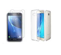 NOVAGO Compatible avec Samsung Galaxy J5 2016 (J510) Pack (2 en 1) Coque Souple Transparente et Résistante Anti Choc + 2 Films en Verre trempé Transparents et Solides