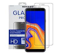 NOVAGO Compatible avec Samsung Galaxy J6 Plus J4 Plus J4 core (2018) 2 Films Protection écran en Verre trempé résistant pour J4+ /J6 + (Transparent Plus Petit)