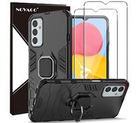 NOVAGO Compatible avec Samsung Galaxy M13 4G - Pack Complet- Coque Résistante avec Anneau Anti Chute + 2 Films de Protection écran en Verre trempé résistant 0.33mm 9H