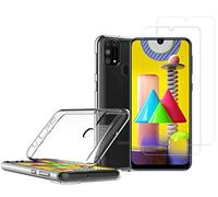 NOVAGO Compatible avec Samsung Galaxy M31 -Pack Complet- Coque Résistante Transparente + 2 Films de Protection écran en Verre trempé (Transparent)