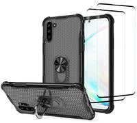NOVAGO Compatible avec Samsung Galaxy Note 10 - Pack Complet Coque Gel Solide Anti Choc + 2 Film Protection écran en Verre trempé incurvé résistant (Coque+Film, Noir)