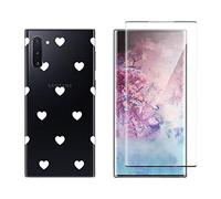 NOVAGO Compatible avec Samsung Galaxy Note 10- Pack Complet Coque Gel Solide Anti Choc + Film Protection écran en Verre trempé incurvé résistant (Coque+Film, Coeur)