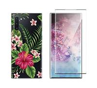 NOVAGO Compatible avec Samsung Galaxy Note 10- Pack Complet Coque Gel Solide Anti Choc + Film Protection écran en Verre trempé incurvé résistant (Coque+Film, Exotique)