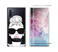 NOVAGO Compatible avec Samsung Galaxy Note 10 Plus- Pack Complet Coque Gel Solide Anti Choc + Film Protection écran en Verre trempé incurvé résistant (Coque+Film, Lunette)
