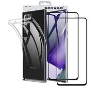 NOVAGO Compatible avec Samsung Galaxy Note 20 / Galaxy Note 20 5G -Pack Complet- Coque Résistante Transparente + 2 Films de Protection écran en Verre trempé (Noir)…