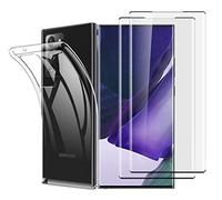 NOVAGO Compatible avec Samsung Galaxy Note 20 Ultra -Pack Complet- Coque Résistante Transparente + 2 Films de Protection écran en Verre trempé 3D incurvé(Noir)…