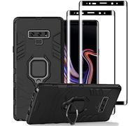 NOVAGO Compatible avec Samsung Galaxy Note 9 -Pack Complet- Coque Ultra Résistante avec Anneau Anti Chute + 2 Films de Protection écran en Verre trempé 3D incurvé