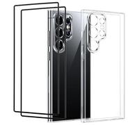 NOVAGO Compatible avec Samsung Galaxy S24 Ultra 5G - Pack Complet- Coque Résistante Transparente + 2 Films vitre Protection écran Verre trempé