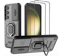 NOVAGO Compatible avec Samsung Galaxy S25 Plus 5G/ Samsung Galaxy S25+ 5G - Pack Complet - Coque Résistante avec Anneau Bague Anti Chute + 2 Films vitre Protection écran en Verre trempé