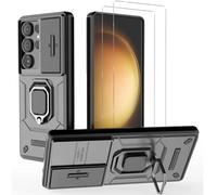 NOVAGO Compatible avec Samsung Galaxy S25 Ultra 5G - Pack Complet- Coque Résistante avec Anneau Bague Anti Chute + 2 Films vitre Protection écran en Verre trempé