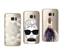 NOVAGO Compatible avec Samsung Galaxy S7- Pack de 3 Coques Souples et résistantes avec Impression de qualité (Pack 29)