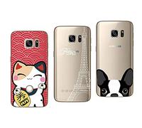 NOVAGO Compatible avec Samsung Galaxy S7- Pack de 3 Coques Souples et résistantes avec Impression de qualité (Pack 13)