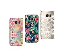 NOVAGO Compatible avec Samsung Galaxy S7- Pack de 3 Coques Souples et résistantes avec Impression de qualité (Pack 7)